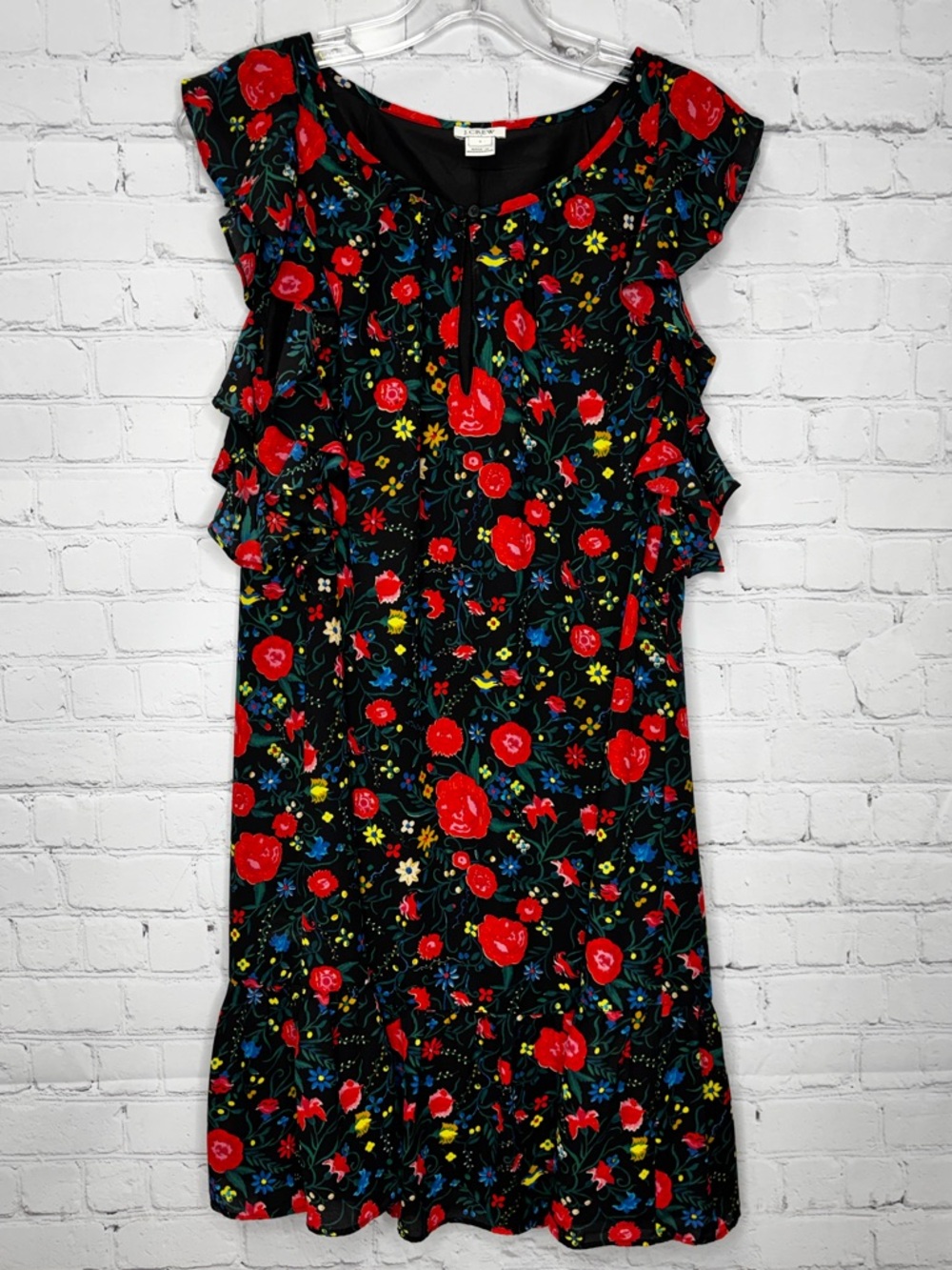 J. Crew Floral Flutter Sleeve Dress
